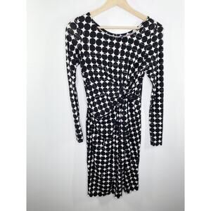 Seraphine Black White Polka Dot Printed Knotted Maternity Dress Women's Size 4